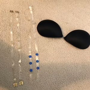 Bra Straps And Adhesive Bra, Black And Clear